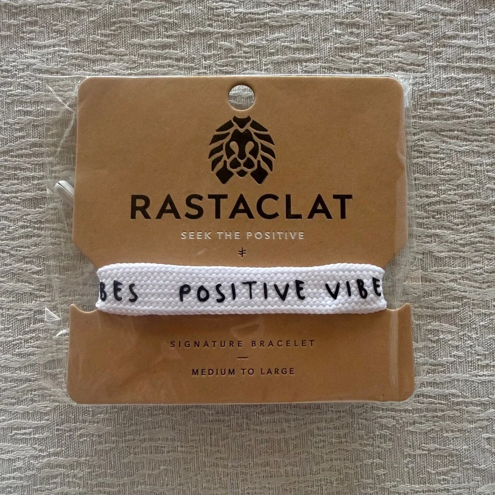 Rastaclat Positive Vibes Signature Braided Bracelet White Black Medium Large NEW